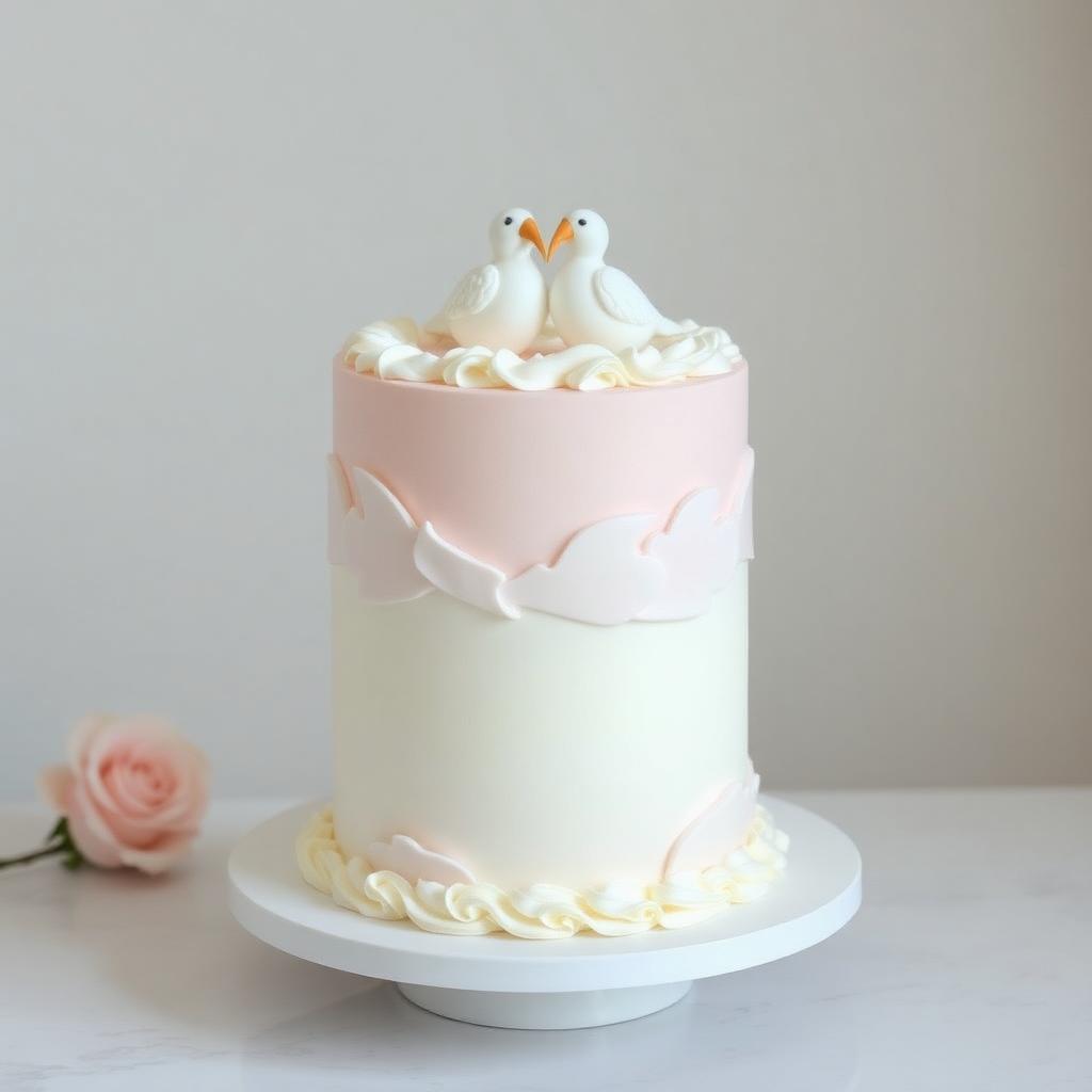 Pastel suave con palomas blancas